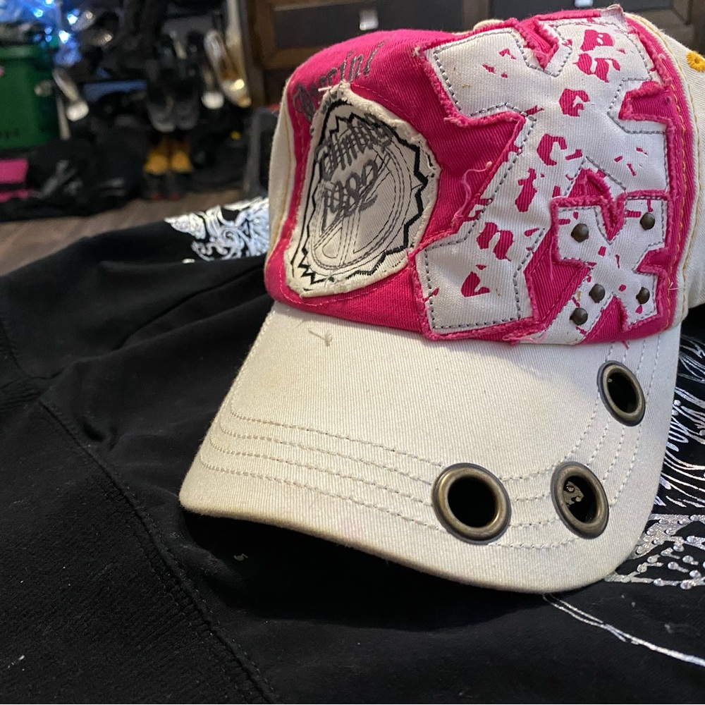 Pink and Cream Trucker Hat with Mesh Back